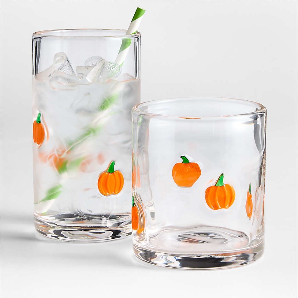Crate and Barrel Pumpkin Icon Glass (4 total)